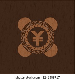 yuan icon inside retro style wood emblem