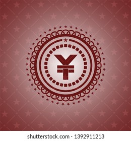 yuan icon inside retro style red emblem