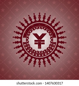 yuan icon inside retro style red emblem