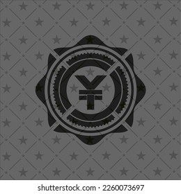 yuan icon inside retro style black emblem. 