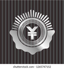 yuan icon inside silver shiny badge