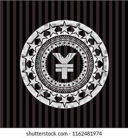 yuan icon inside silvery shiny emblem