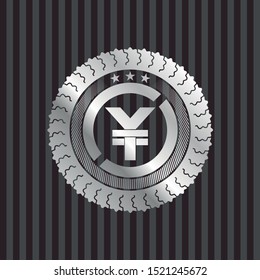 yuan icon inside silvery shiny emblem