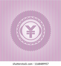 yuan icon inside vintage pink emblem