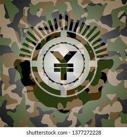 yuan icon on camo texture
