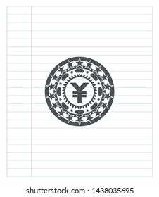 yuan icon pencil draw. Vector Illustration. Detailed.