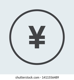 Yuan icon silver in circle .Vector illustration