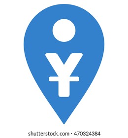 Yuan Map Marker icon. Vector style is flat iconic symbol with rounded angles, cobalt color, white background.