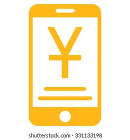 Yuan Mobile Payment vector icon. Style is flat yellow symbol, rounded angles, white background.