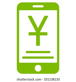 Yuan Mobile Payment vector icon. Style is flat eco green symbol, rounded angles, white background.