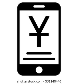 Yuan Mobile Payment vector icon. Style is flat black symbol, rounded angles, white background.