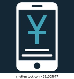 Yuan Mobile Payment vector icon. Style is flat bicolor blue and white symbol, rounded angles, dark blue background.