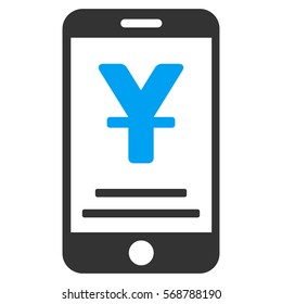 Yuan Mobile Payment vector icon. Illustration style is a flat iconic bicolor blue and gray symbol on white background.