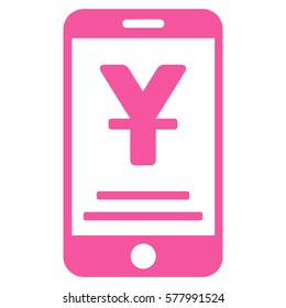 Yuan Mobile Payment vector icon. Illustration style is a flat iconic pink symbol on white background.