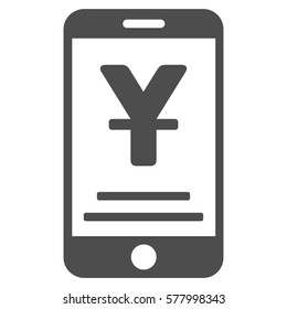 Yuan Mobile Payment vector icon. Illustration style is a flat iconic gray symbol on white background.