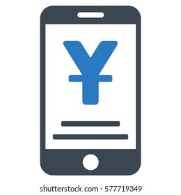 Yuan Mobile Payment vector pictogram. Illustration style is a flat iconic bicolor smooth blue symbol on white background.