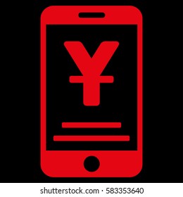 Yuan Mobile Payment vector pictogram. Illustration style is a flat iconic red symbol on black background.