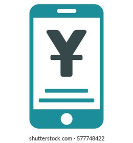 Yuan Mobile Payment vector pictograph. Illustration style is a flat iconic bicolor soft blue symbol on white background.