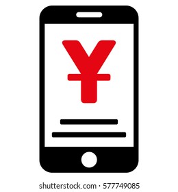 Yuan Mobile Payment vector pictograph. Illustration style is a flat iconic bicolor intensive red and black symbol on white background.