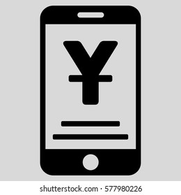 Yuan Mobile Payment vector pictograph. Illustration style is a flat iconic black symbol on light gray background.