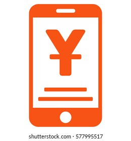 Yuan Mobile Payment vector pictograph. Illustration style is a flat iconic orange symbol on white background.