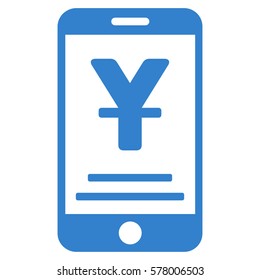 Yuan Mobile Payment vector pictograph. Illustration style is a flat iconic cobalt symbol on white background.