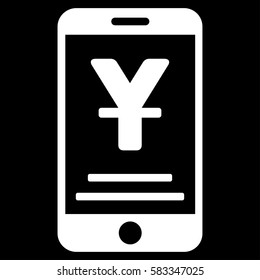 Yuan Mobile Payment vector pictograph. Illustration style is a flat iconic white symbol on black background.