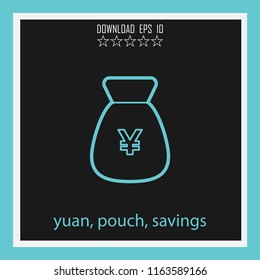 yuan, pouch, savings  vector icon