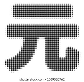 Yuan Renminbi halftone vector icon. Illustration style is dotted iconic Yuan Renminbi icon symbol on a white background. Halftone texture is round spots.