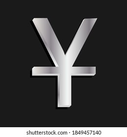 yuan silver symbol in the darkbackground.