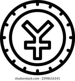 Icono de una sola línea vectorial de Yuan