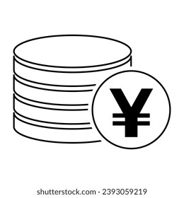 Yuan stack coin, flat icon money design, cash sign vector illustration .