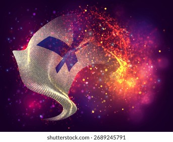 Yuan, bandeira 3d vetorial com um splash de pontos de tinta, explosão de pontos coloridos