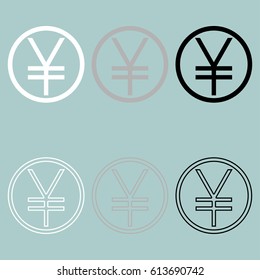 Yuan Or Yen Symbol Icon. Set Icons.