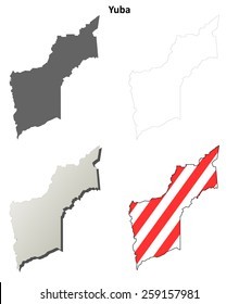 Yuba County (California) outline map set