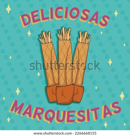Yucatan dessert. Marquesitas with ball cheese label . 'Delicious marquesitas.' Vector Stock photo © 