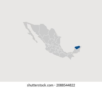 Yucatan Highlighted on Mexico Map Eps 10