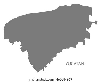Yucatan Mexico Map grey