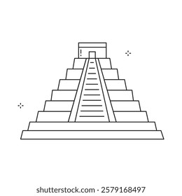 Yucatan Pyramid Historic Landmark Vector Icon Design