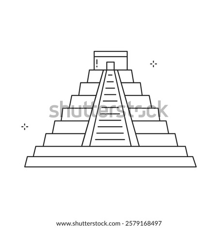 Yucatan Pyramid Historic Landmark Vector Icon Design