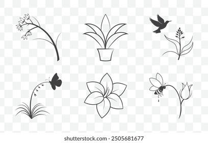 Yucca Flower Line Art Vector Set for Digital Design and Illustration High-Quality Artwork