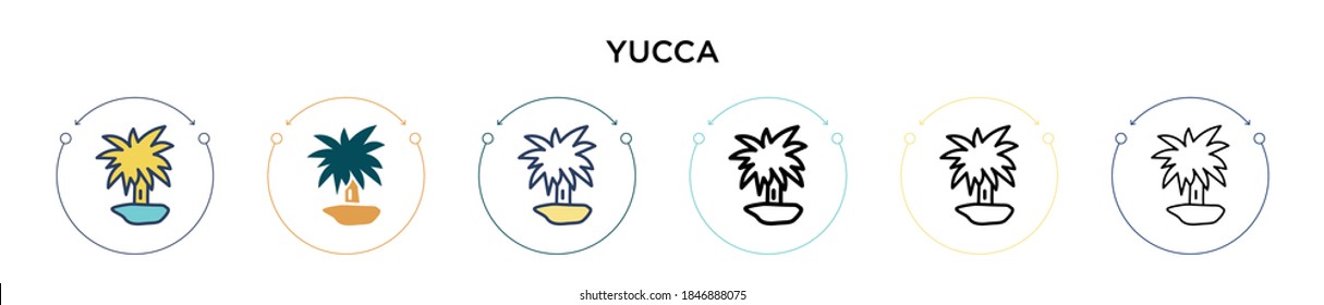 Yucca icon in filled, thin line, outline and stroke style. Vector illustration of two colored and black yucca vector icons designs can be used for mobile, ui, web