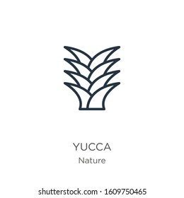 Yucca icon. Thin linear yucca outline icon isolated on white background from nature collection. Line vector sign, symbol for web and mobile