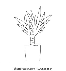 Yucca isolated on white background. Continuous one line drawing. Vector illustration in line art style