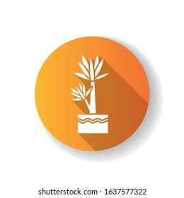 Yucca orange flat design long shadow glyph icon. Small exotic indoor palm. Mexican tree. Decorative houseplant with pointed leaves. Natural home, office decor. Silhouette RGB color illustration