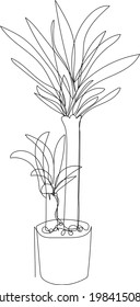 Planta Yucca en traza continua de líneas. Arte de línea moderna. Ilustración vectorial.