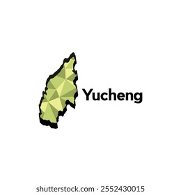 Yucheng City map, map of China Country polygon style geometric simple design template, map on white background