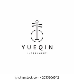 Yueqin chinese traditional musical instruments logo icon design template flat vector