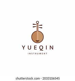 Yueqin chinese traditional musical instruments logo icon design template flat vector