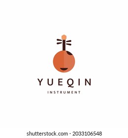 Yueqin chinese traditional musical instruments logo icon design template flat vector